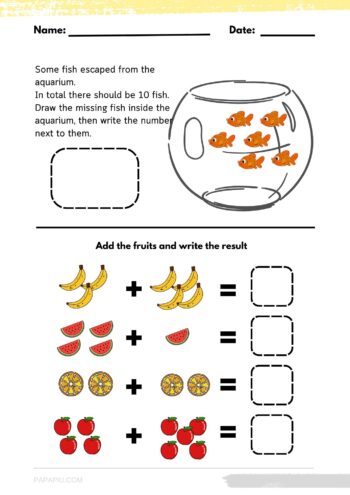 Math Worksheet: Some fish escaped from the aquarium - UrsuLearn