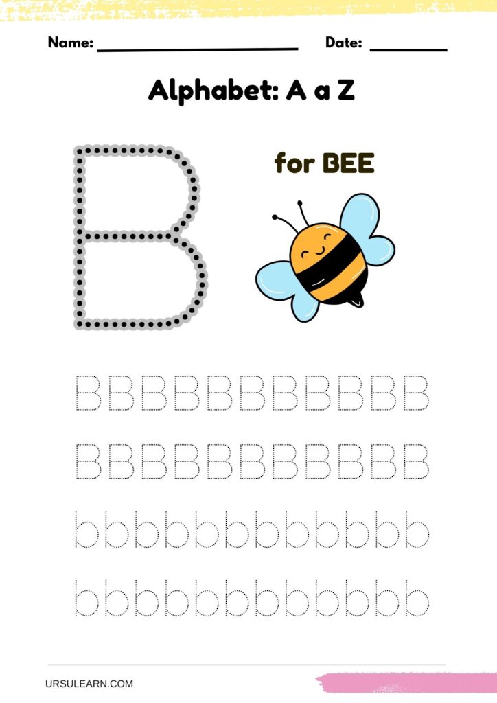 Alphabet tracing worksheet letter B