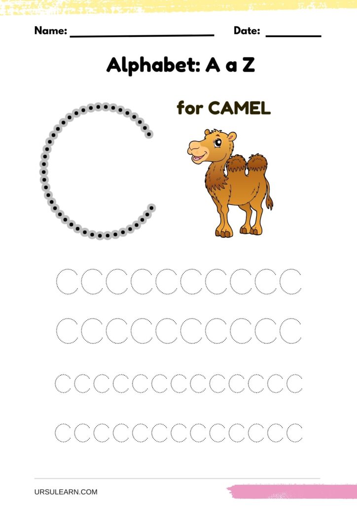 Alphabet tracing worksheet letter C