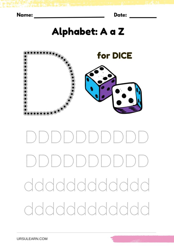 Alphabet tracing worksheet letter D