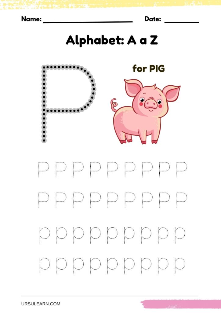 Alphabet tracing worksheet letter P