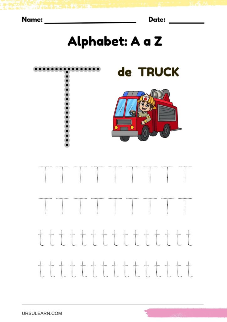 Alphabet tracing worksheet letter T