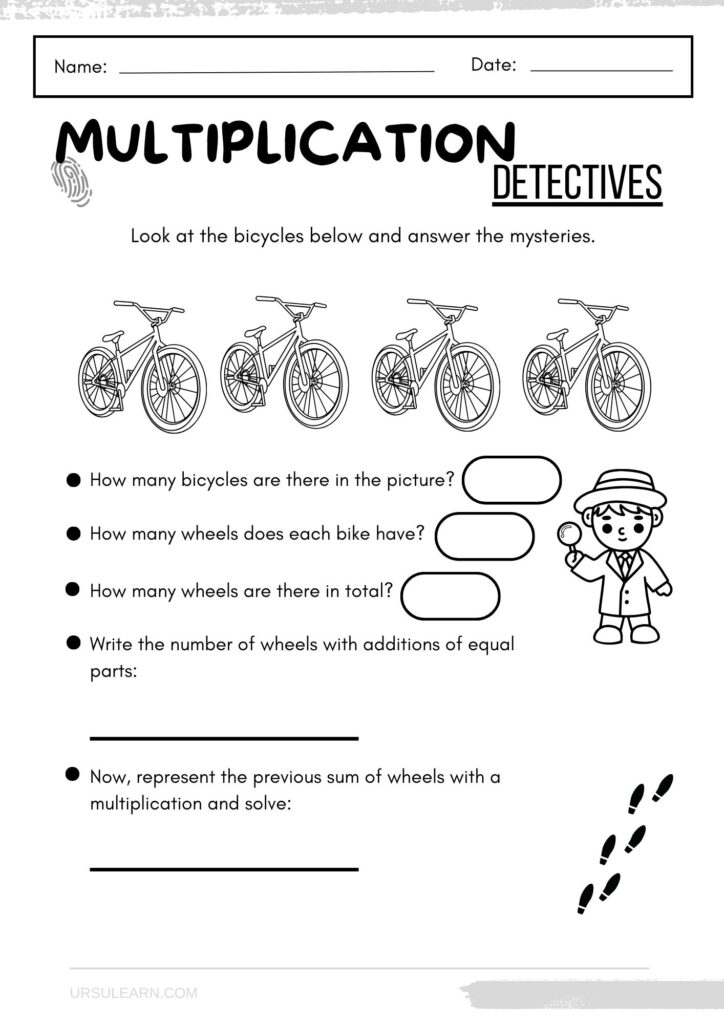 Math worksheet about multiplication for third grade